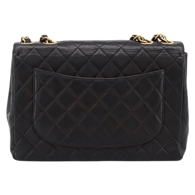 CHANEL Big Matelasse 30 Chain Shoulder Bag Lamb Skin Black Gold CC Auth 203491SAV - 0