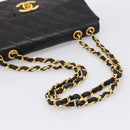 CHANEL Big Matelasse 30 Chain Shoulder Bag Lamb Skin Black Gold CC Auth 203491SAV-7