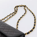 CHANEL Big Matelasse 30 Chain Shoulder Bag Lamb Skin Black Gold CC Auth 203491SAV-8