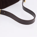 FENDI Mamma Baguette Shoulder Bag Suede Brown Gold Auth 203494V-14