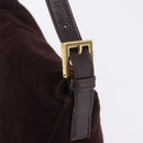 FENDI Mamma Baguette Shoulder Bag Suede Brown Gold Auth 203494V-18