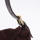 FENDI Mamma Baguette Shoulder Bag Suede Brown Gold Auth 203494V-28