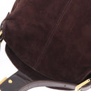FENDI Mamma Baguette Shoulder Bag Suede Brown Gold Auth 203494V-28
