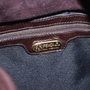 FENDI Mamma Baguette Shoulder Bag Suede Brown Gold Auth 203494V-35