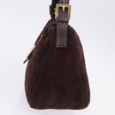 FENDI Mamma Baguette Shoulder Bag Suede Brown Gold Auth 203494V-8