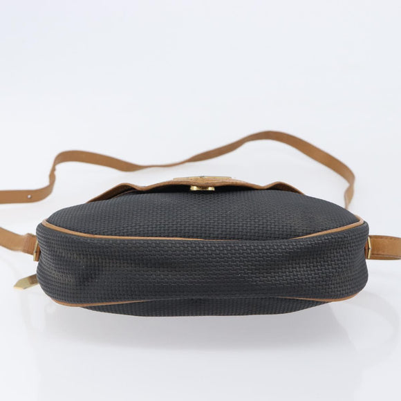 SAINT LAURENT Shoulder Bag PVC Canvas Black Gold Auth 203496