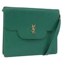 SAINT LAURENT Shoulder Bag Leather Green Gold Tone Auth 203497-1