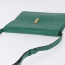 SAINT LAURENT Shoulder Bag Leather Green Gold Tone Auth 203497-10