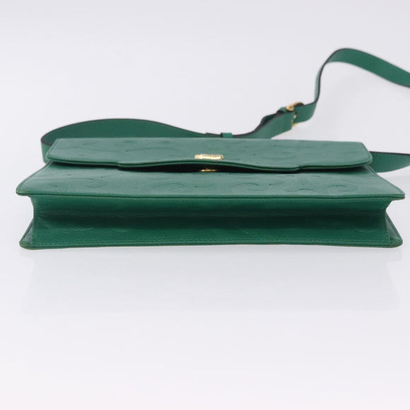 SAINT LAURENT Shoulder Bag Leather Green Gold Tone Auth 203497