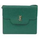 SAINT LAURENT Shoulder Bag Leather Green Gold Tone Auth 203497-2