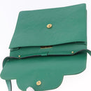 SAINT LAURENT Shoulder Bag Leather Green Gold Tone Auth 203497-20