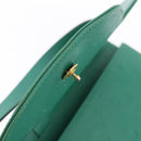 SAINT LAURENT Shoulder Bag Leather Green Gold Tone Auth 203497-22