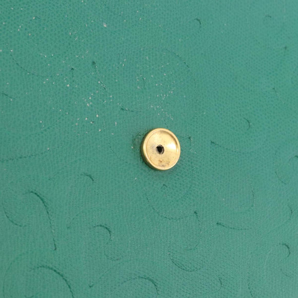 SAINT LAURENT Shoulder Bag Leather Green Gold Tone Auth 203497