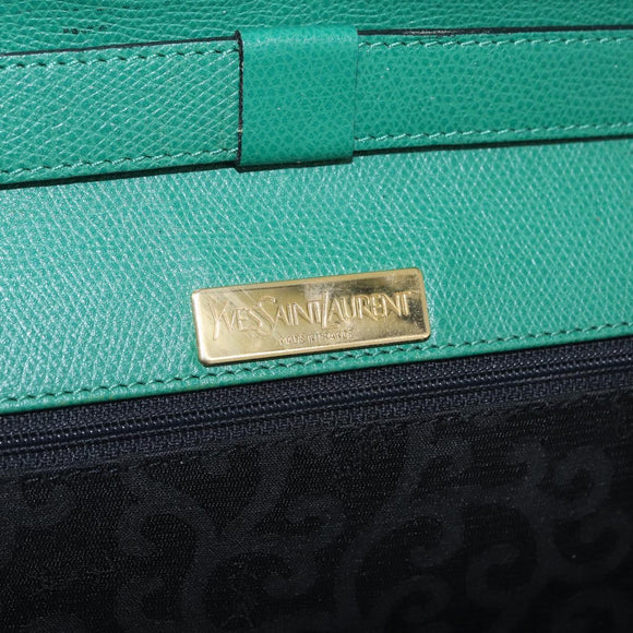 SAINT LAURENT Shoulder Bag Leather Green Gold Tone Auth 203497