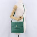 SAINT LAURENT Shoulder Bag Leather Green Gold Tone Auth 203497-30