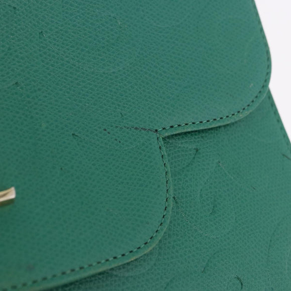 SAINT LAURENT Shoulder Bag Leather Green Gold Tone Auth 203497