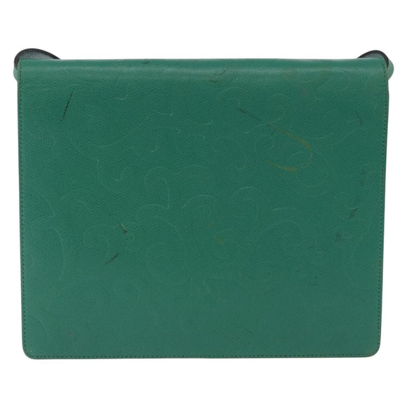 SAINT LAURENT Shoulder Bag Leather Green Gold Tone Auth 203497
