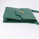 SAINT LAURENT Shoulder Bag Leather Green Gold Tone Auth 203497-8