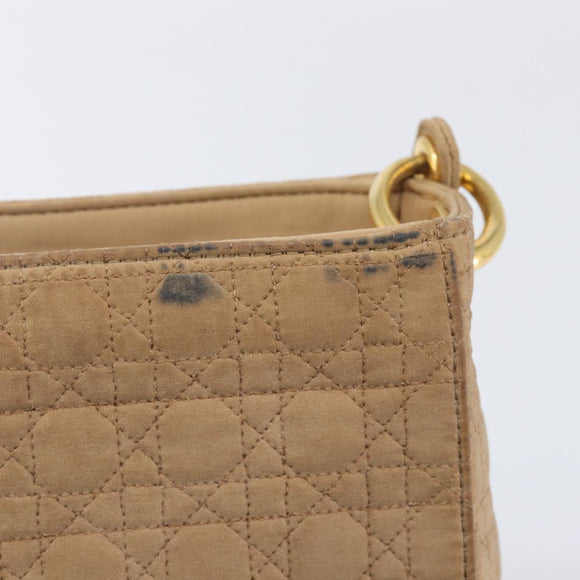 Christian Dior Canage Shoulder Bag Canvas Beige Gold Auth 203499