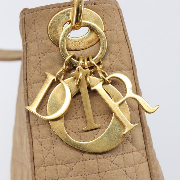 Christian Dior Canage Shoulder Bag Canvas Beige Gold Auth 203499