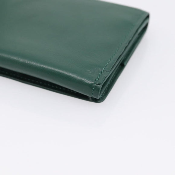 Rolex Wallet Leather Green Gold Auth 203513