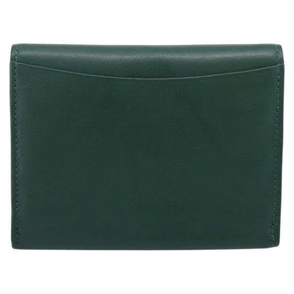 Rolex Wallet Leather Green Gold Auth 203513