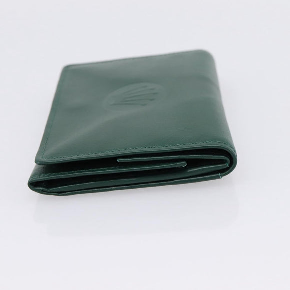 Rolex Wallet Leather Green Gold Auth 203513