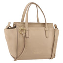 Salvatore Ferragamo Gancini Hand Bag Leather 2way Beige Gold Auth 203581-1