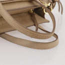 Salvatore Ferragamo Gancini Hand Bag Leather 2way Beige Gold Auth 203581-11