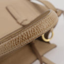 Salvatore Ferragamo Gancini Hand Bag Leather 2way Beige Gold Auth 203581-12