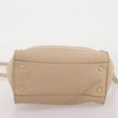 Salvatore Ferragamo Gancini Hand Bag Leather 2way Beige Gold Auth 203581-19