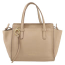 Salvatore Ferragamo Gancini Hand Bag Leather 2way Beige Gold Auth 203581-2