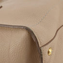 Salvatore Ferragamo Gancini Hand Bag Leather 2way Beige Gold Auth 203581-22