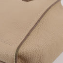 Salvatore Ferragamo Gancini Hand Bag Leather 2way Beige Gold Auth 203581-25