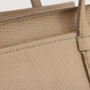 Salvatore Ferragamo Gancini Hand Bag Leather 2way Beige Gold Auth 203581-3