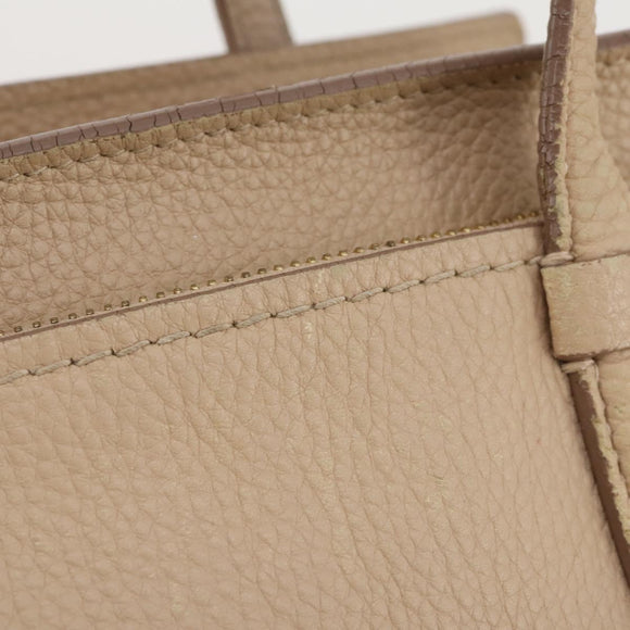 Salvatore Ferragamo Gancini Hand Bag Leather 2way Beige Gold Auth 203581