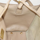 Salvatore Ferragamo Gancini Hand Bag Leather 2way Beige Gold Auth 203581-33