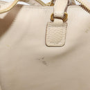 Salvatore Ferragamo Gancini Hand Bag Leather 2way Beige Gold Auth 203581-34