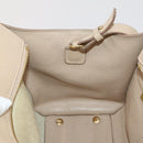 Salvatore Ferragamo Gancini Hand Bag Leather 2way Beige Gold Auth 203581-35