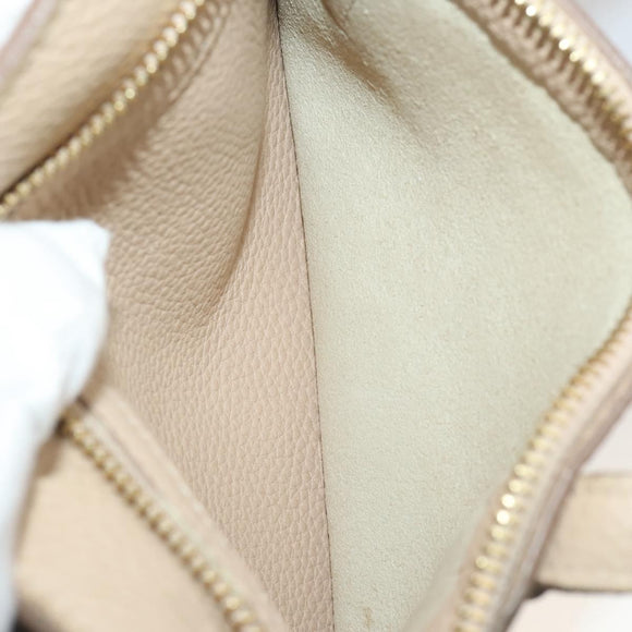 Salvatore Ferragamo Gancini Hand Bag Leather 2way Beige Gold Auth 203581
