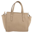 Salvatore Ferragamo Gancini Hand Bag Leather 2way Beige Gold Auth 203581-4