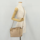 Salvatore Ferragamo Gancini Hand Bag Leather 2way Beige Gold Auth 203581-40