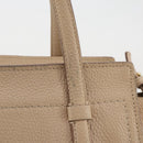 Salvatore Ferragamo Gancini Hand Bag Leather 2way Beige Gold Auth 203581-6