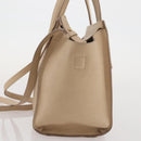 Salvatore Ferragamo Gancini Hand Bag Leather 2way Beige Gold Auth 203581-7