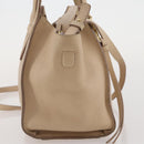 Salvatore Ferragamo Gancini Hand Bag Leather 2way Beige Gold Auth 203581-8