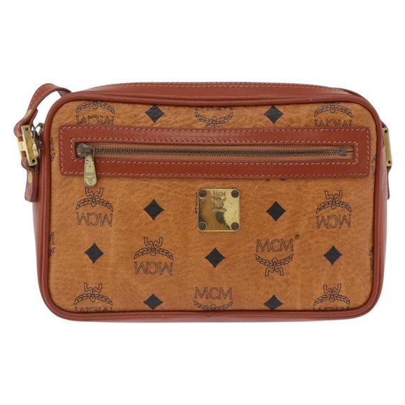 MCM Vicetos Shoulder Bag PVC Leather Brown Gold Tone Auth 203589