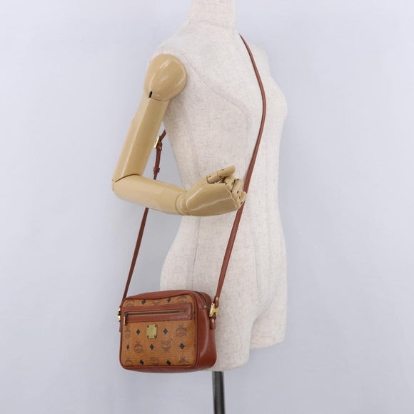 MCM Vicetos Shoulder Bag PVC Leather Brown Gold Tone Auth 203589