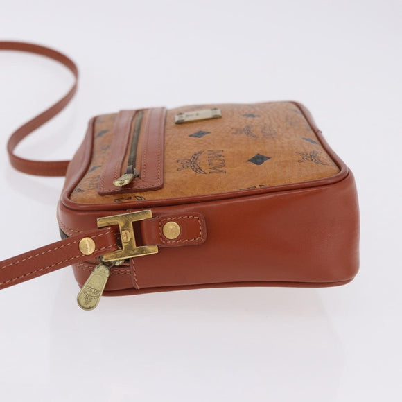 MCM Vicetos Shoulder Bag PVC Leather Brown Gold Tone Auth 203589