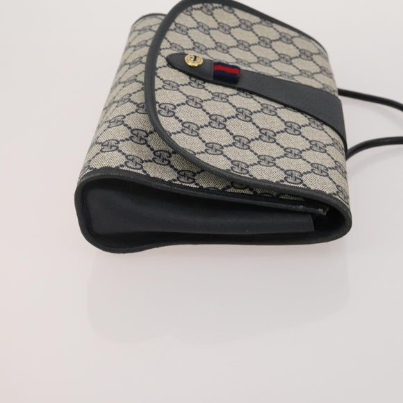 GUCCI GG Supreme Sherry Line Bag PVC Suede 3 Set Beige Black Navy Auth 203591