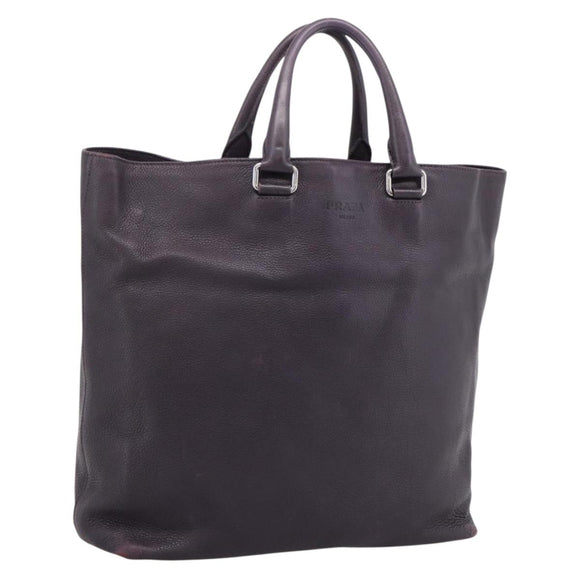 PRADA Hand Bag Vittero Dino Leather Purple Silver Auth 203600